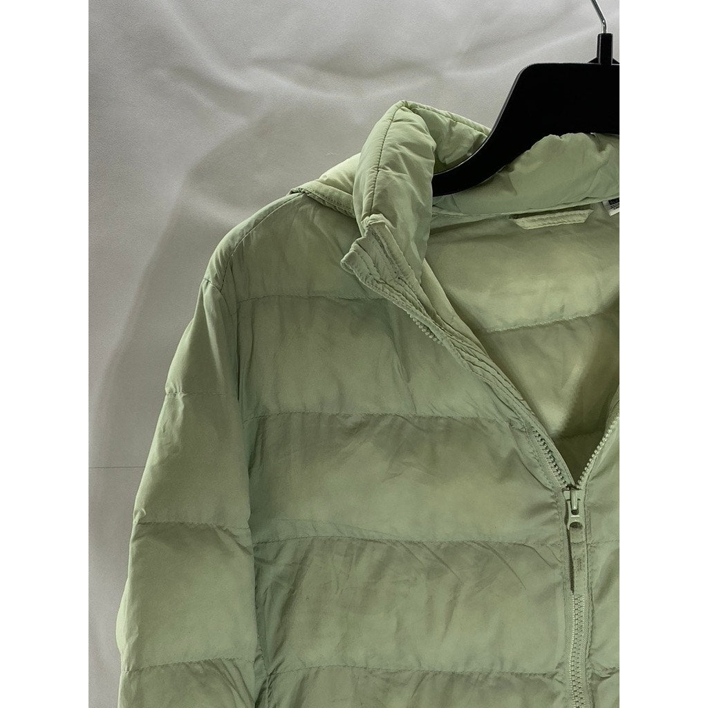UNIQLO Kid's Light Green Puffer Hooded Warm Padded Zip-Up Jacket SZ 11-12
