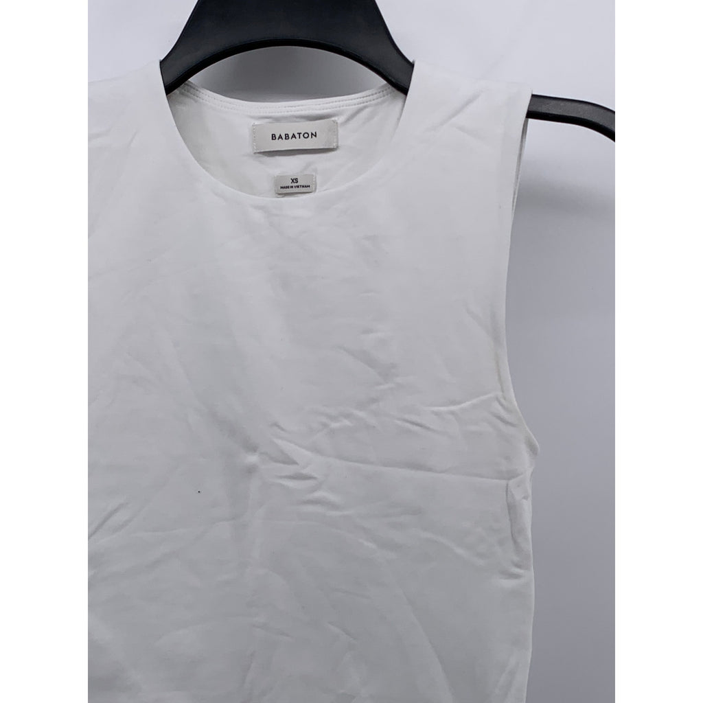 BABATON Women's White Pullover Crewneck Sleeveless Solid Crop Top SZ XS