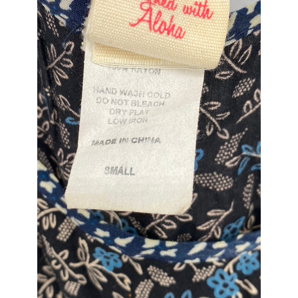 HONOLUA WAHINE Women’s Navy Printed Spaghetti Strap Scoop-Neck Mini Dress SZ S
