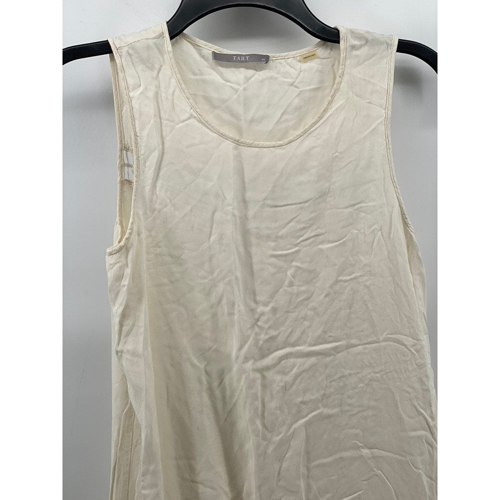 TART Women’s Beige Crewneck Lace-Trim Knee-Length Sleeveless A-Line Dress SZ XS