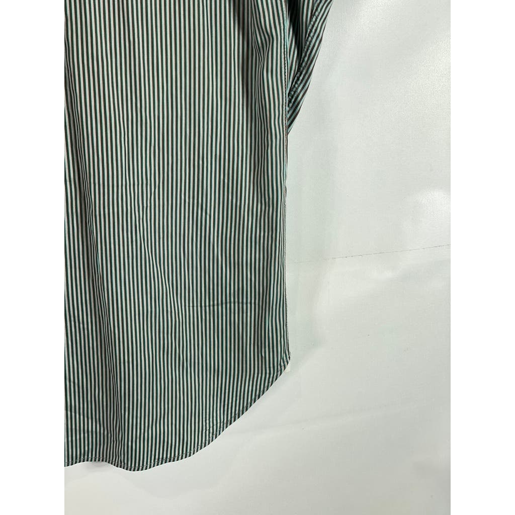 PETER MILLAR Men's Green/Brown Striped Vintage Button-Up Long Sleeve Shirt SZ XL