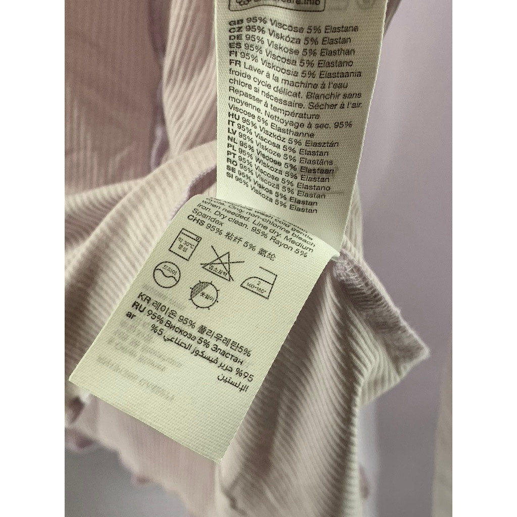 STOCKHOLM ATELIER & OTHER STORIES Blush Lettuce Trim Long Sleeve Rib Top SZ S