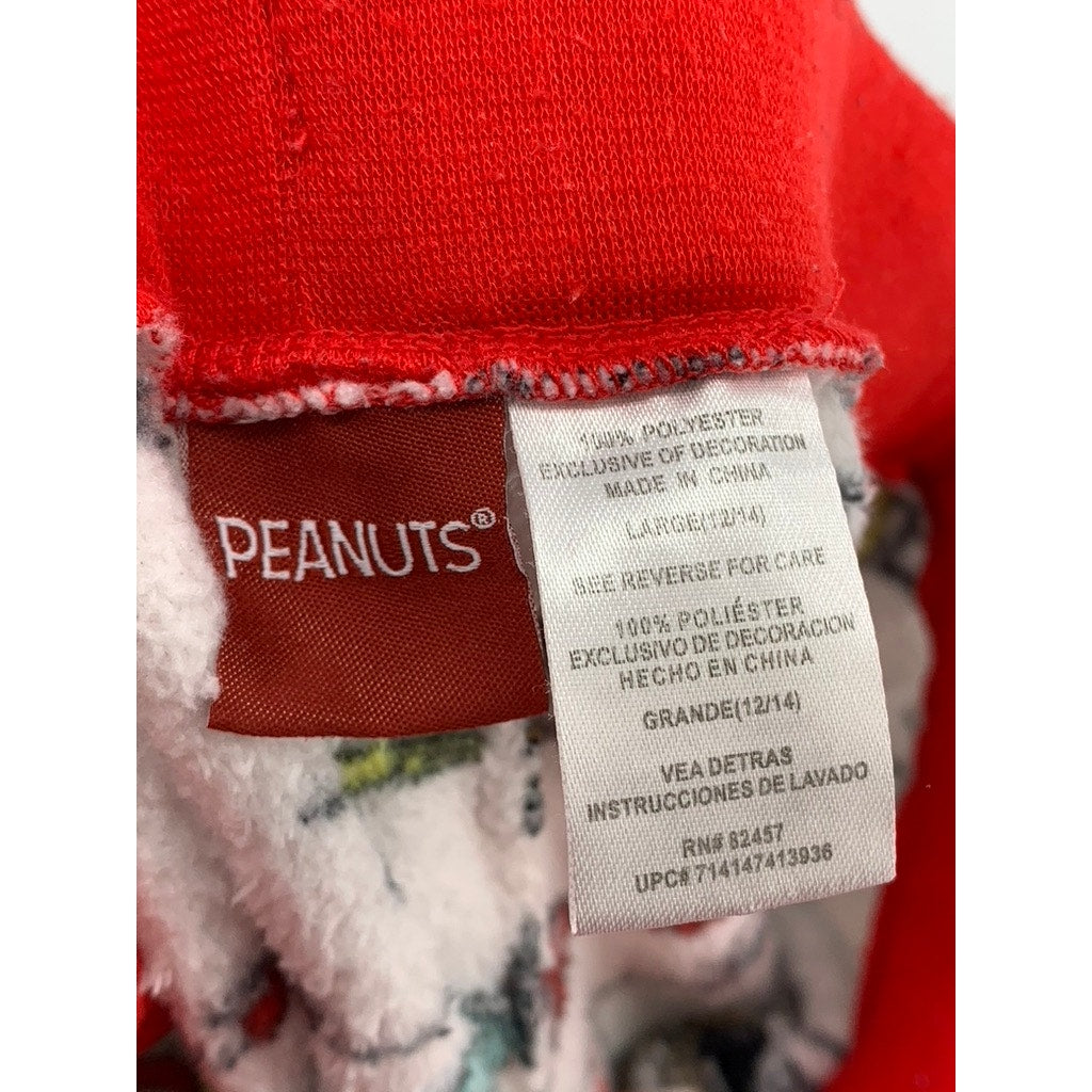 PEANUTS Women's White-Red Snoopy Christmas Printed Pajama Pants SZ L