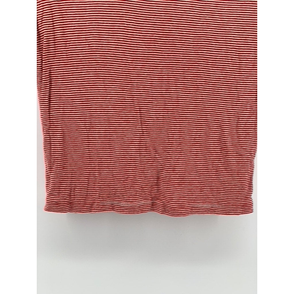 BRANDY MELVILLE Women's Red Ribbed Striped Crewneck Short Sleeve Top SZ OS