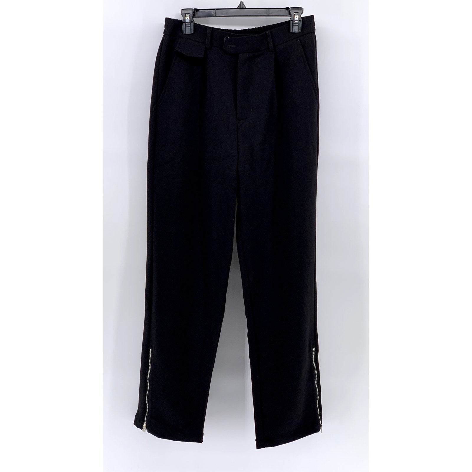 CHIC ERRO Men's Black Straight-Leg Zipper Hem Pants SZ XL