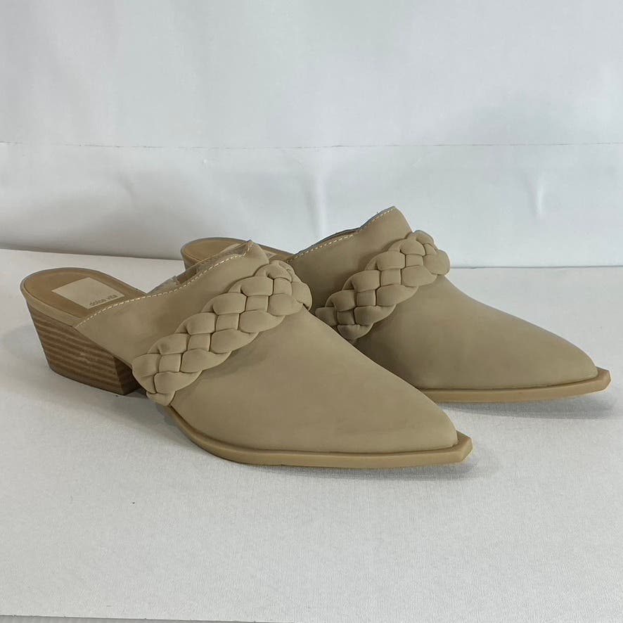 DOLCE VITA Women's Tan Eillie Western Braided Block-Heel Slip-On Mules SZ 9.5