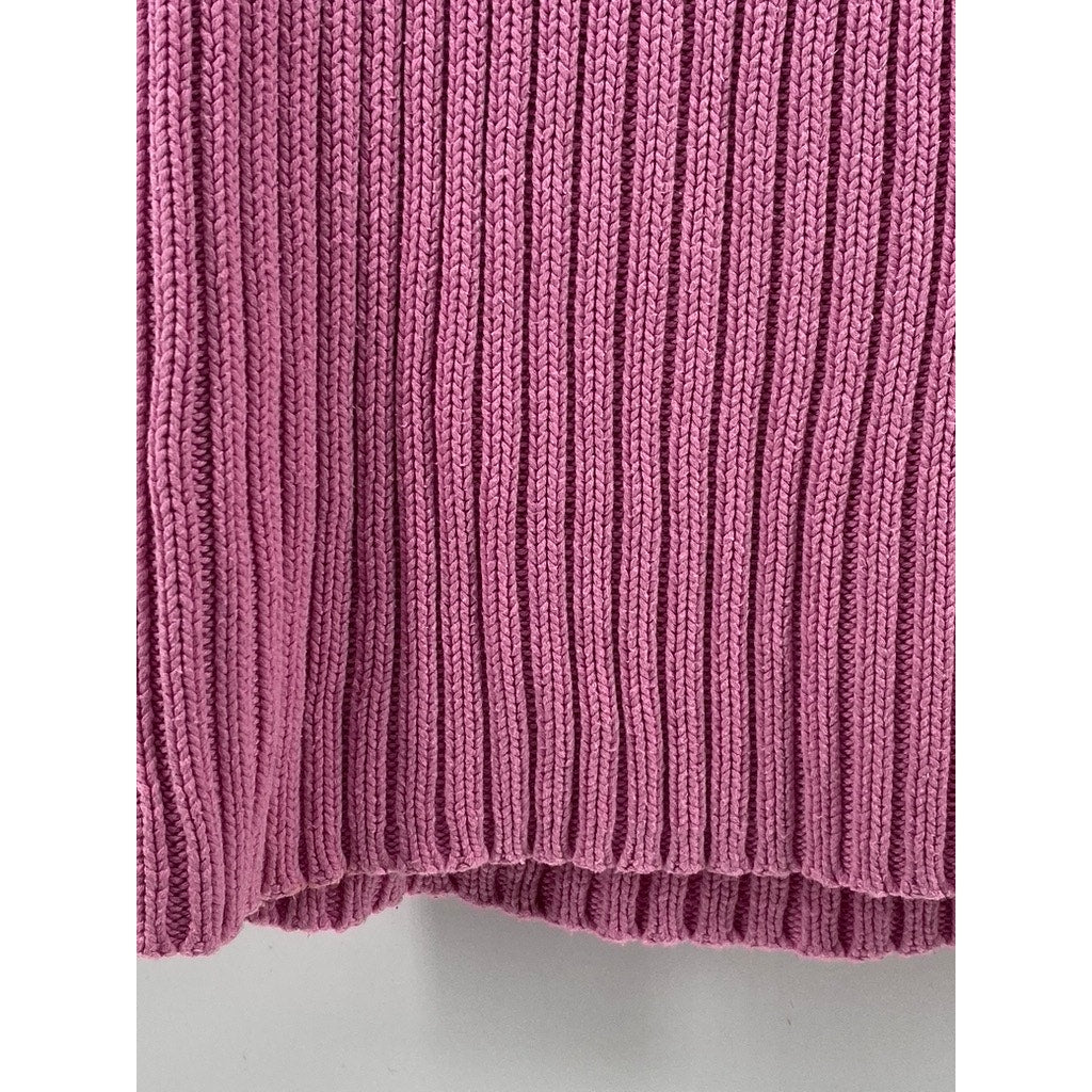 WORLD REPUBLIC CLOTHING CO. Women's Pink Rib Knit Mock-Neck Sleeveless Top SZ M