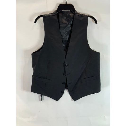 CALVIN KLEIN Men's Black Solid X-Fit Classic Slim-Fit Four-Button Suit Vest SZ M