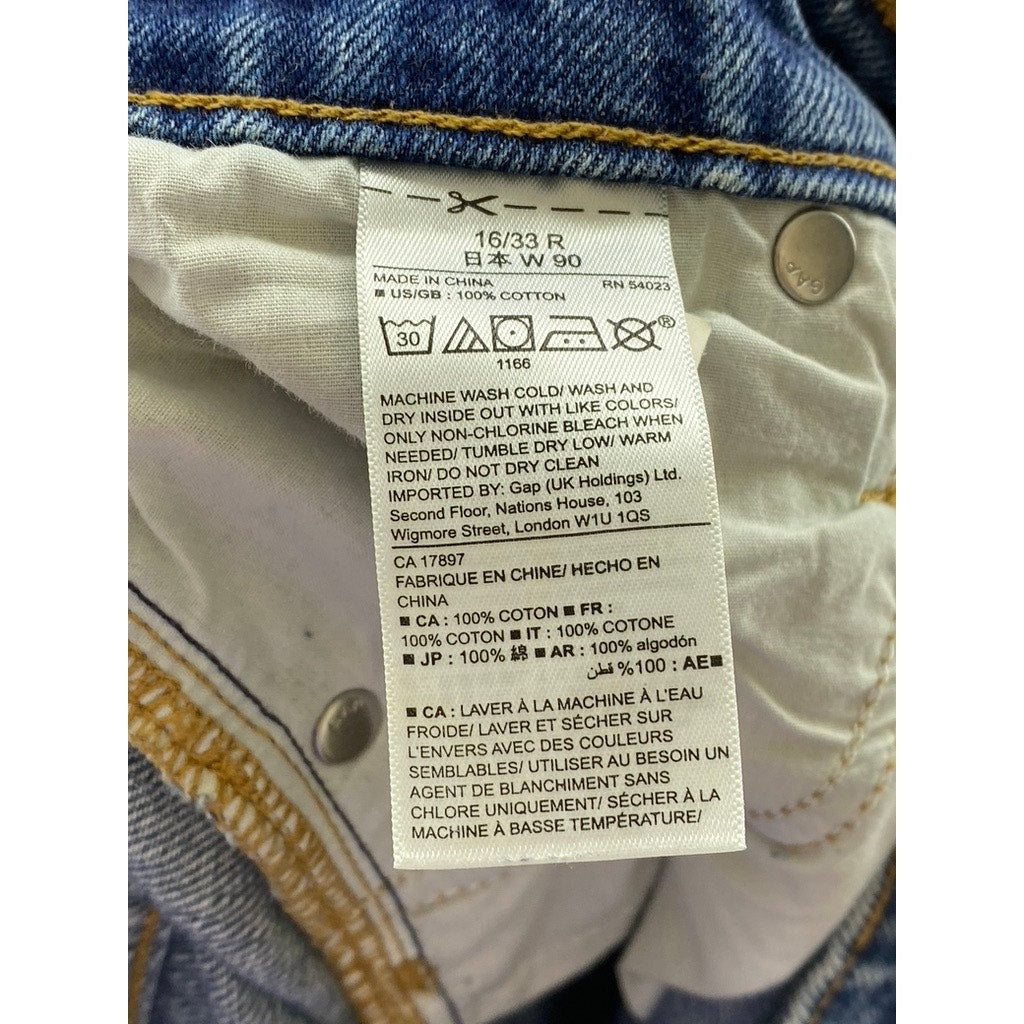 GAP Women's Blue Vintage High-Rise Destructed Denim Button-Fly Jean SZ 16/33