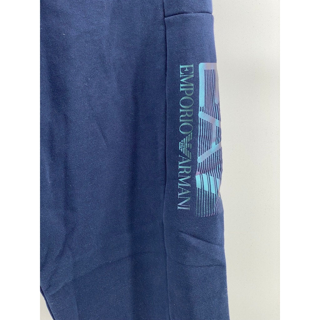 EA7 EMPORIO ARMANI Men's Navy Blue Pull-On Logo Sweatpants SZ L