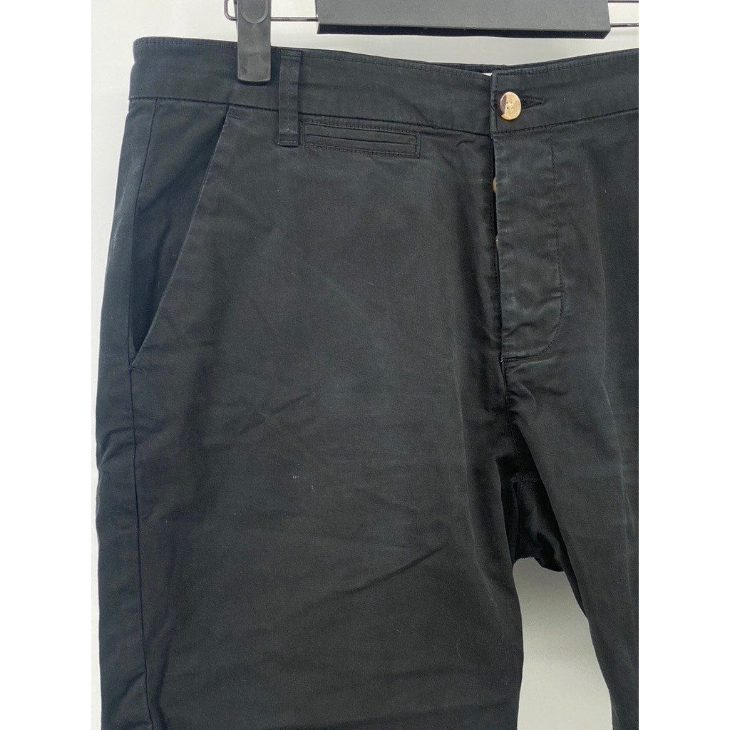 YOUNGLA Men's Black Solid Casual Chino Shorts SZ 34