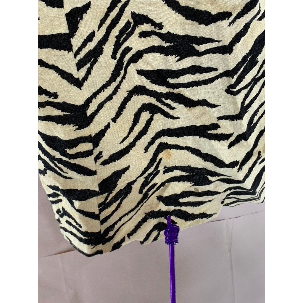 REFORMATION Women's Black/White Starling Zebra Print Tie-Strap Mini Dress SZ 8