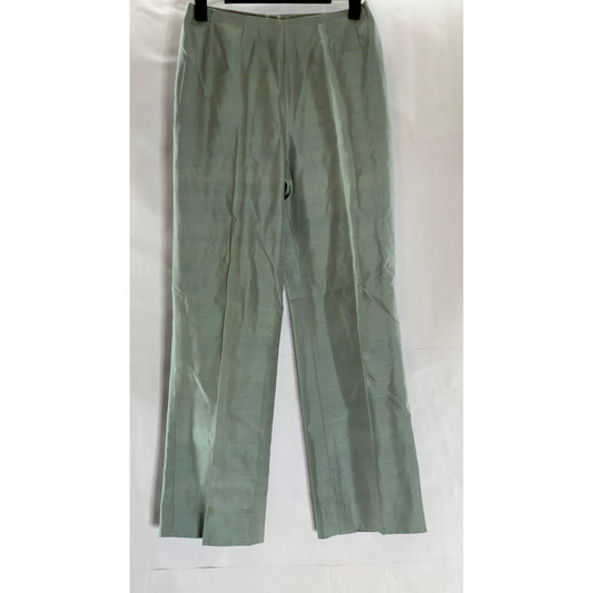 AKRIS Women's Light Green Cotton/Silk Straight-Leg Side-Zip Dress Pant SZ 4