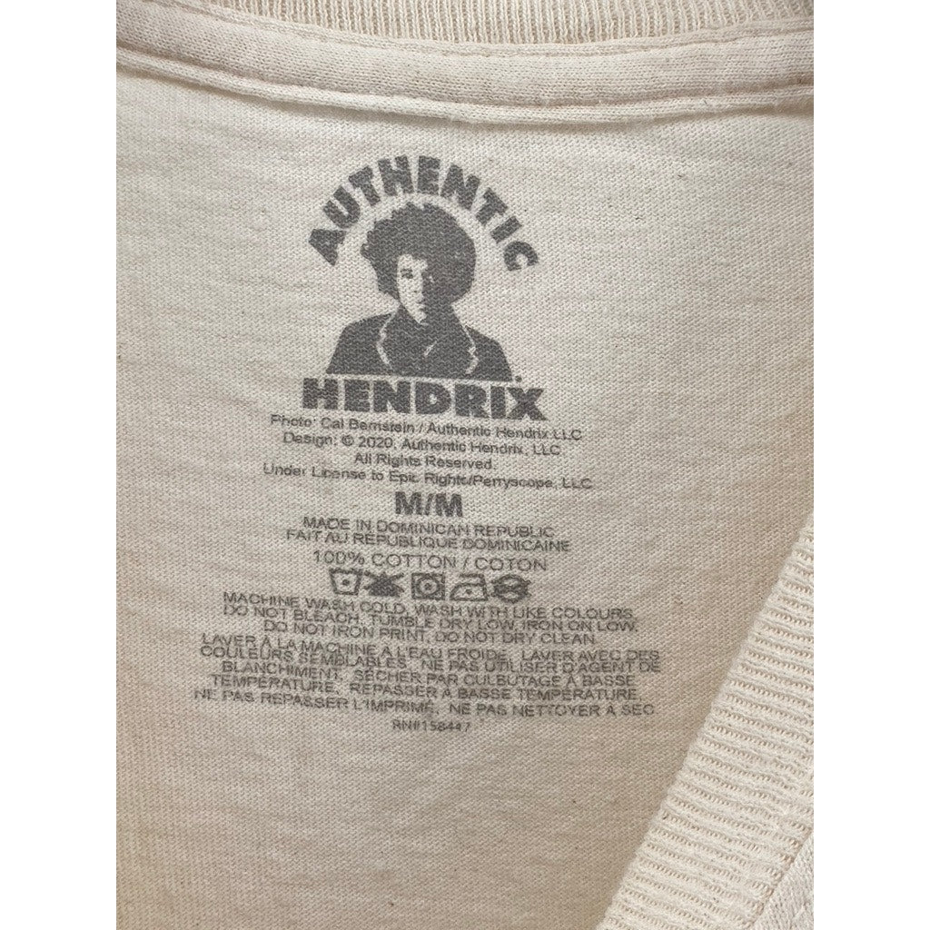 HENDRIX Unisex Adult Beige Crewneck Jimi Hendrix Graphic T-Shirt SZ M