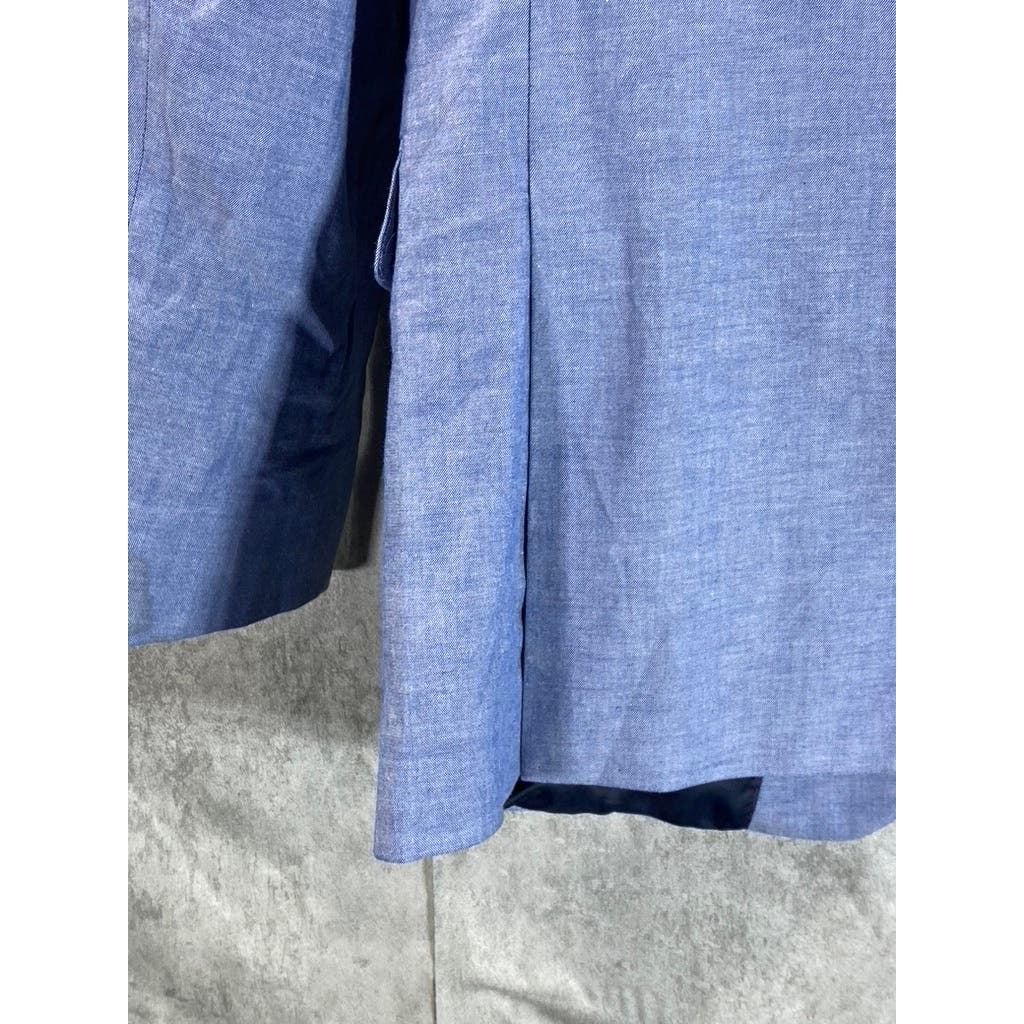 TOMMY HILFIGER Men's Blue Chambray Two-Button Blazer SZ 38R