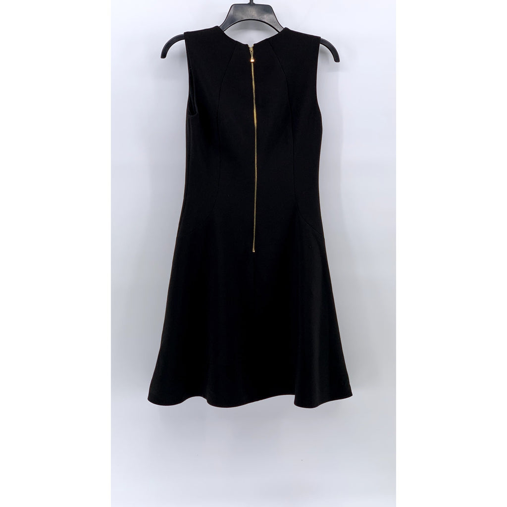 KATE SPADE Women's Black Solid Crewneck Sleeveless Fit & Flare Mini Dress SZ 2