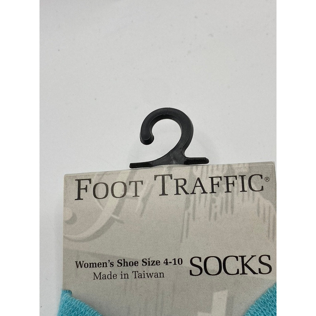FOOT TRAFFIC Women's Light Blue-Green Butterfly Crew Socks SZ 4-10