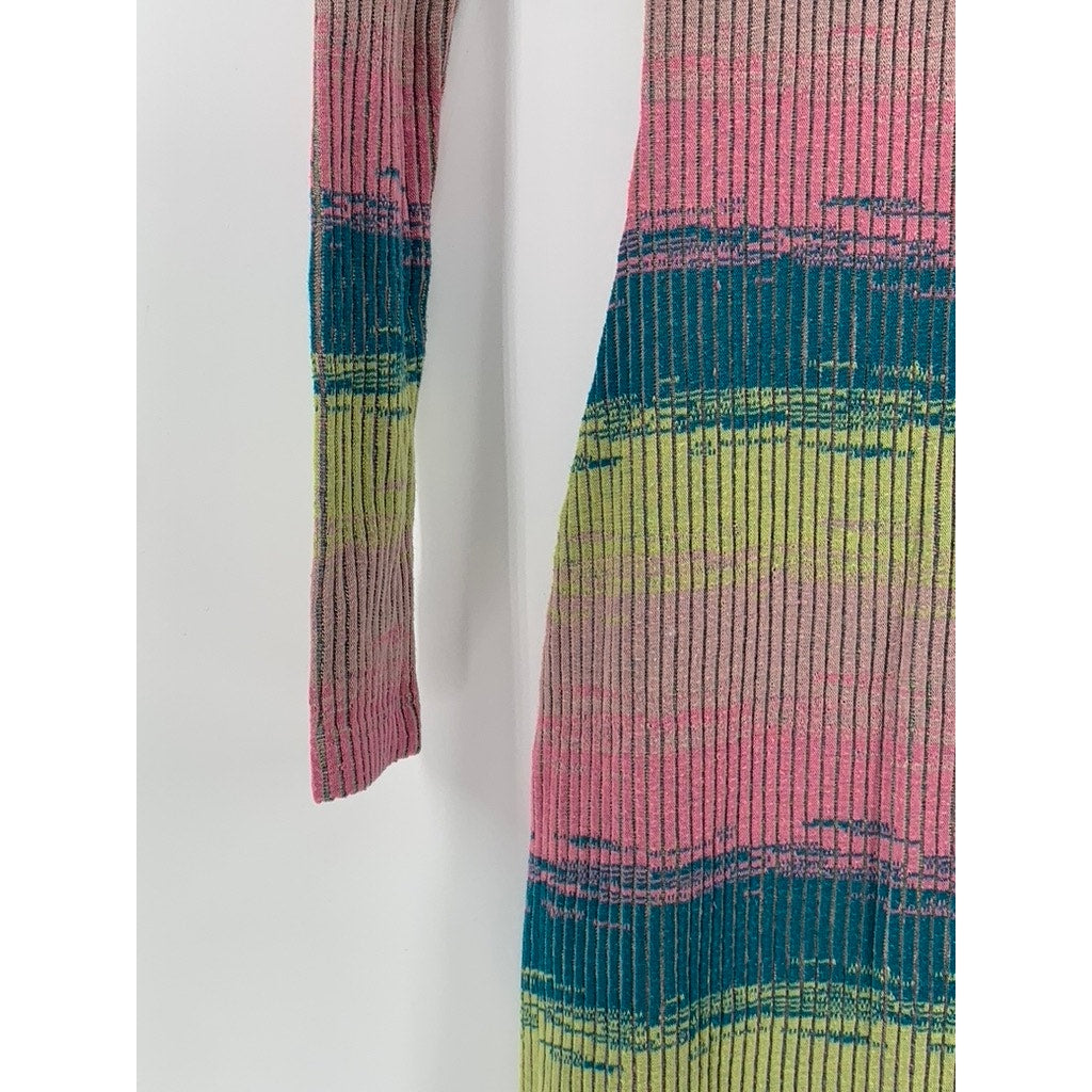 DAILY PRACTICE Women's Mulitcolor Striped Rib Cutout Bodycon Dress SZ 2XS