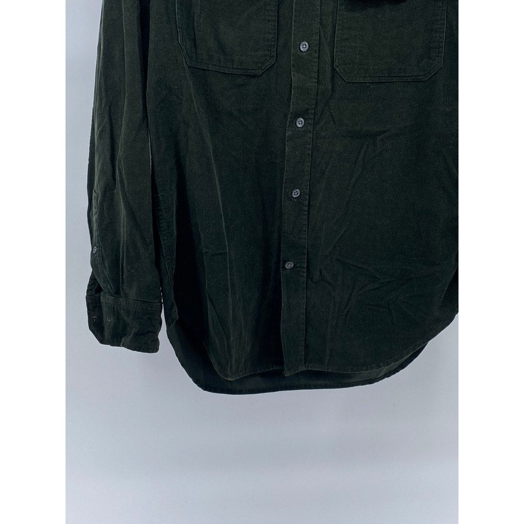 BANAN REPUBLIC Men's Green Corduroy Slim-Fit Button-Up Long Sleeve Shirt SZ S