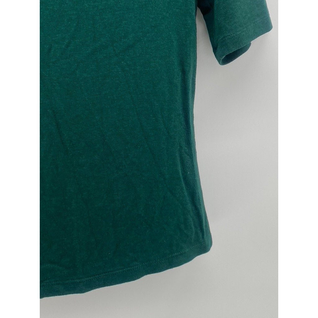 BANANA REPUBLIC Women's Green Soft Luxe Turtleneck Short Elbow Sleeve Top SZ S