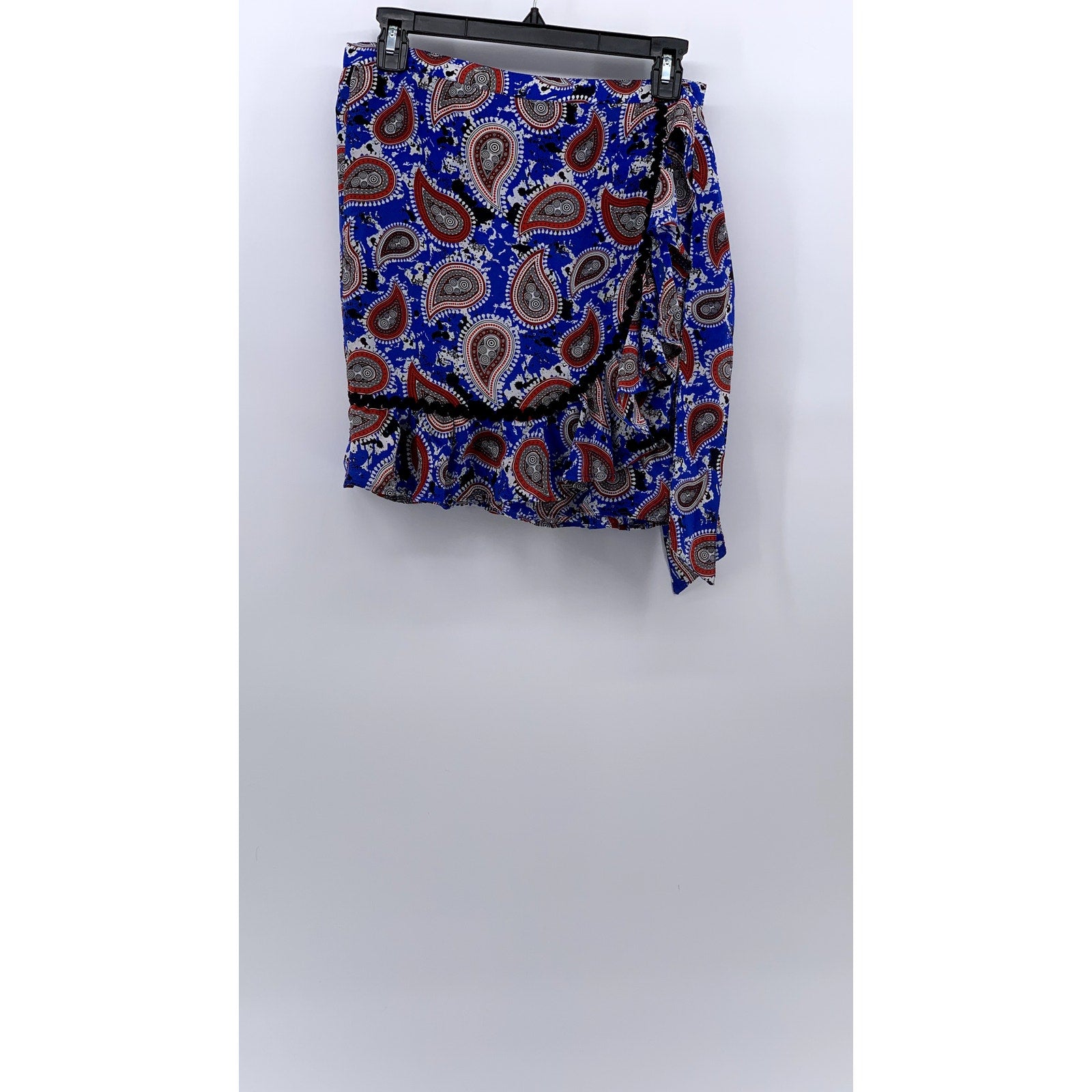 DODO BAR OR Women's Blue-Red Silk Paisley Printed Mini Skirt SZ 40(USS)