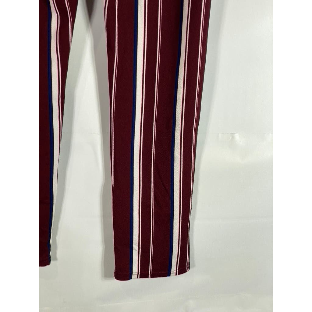 SPARK Women's Burgundy Striped Adjustable Strap Pull-On Pants SZ XL