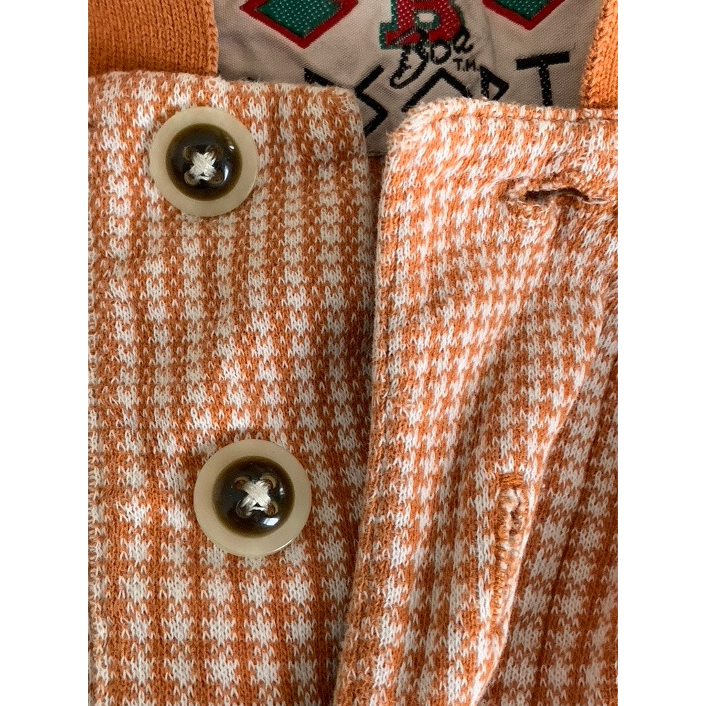 BOA RESORTS Men's Vintage Orange Mini Grid Cotton Short Sleeve Polo Shirt SZ XXL