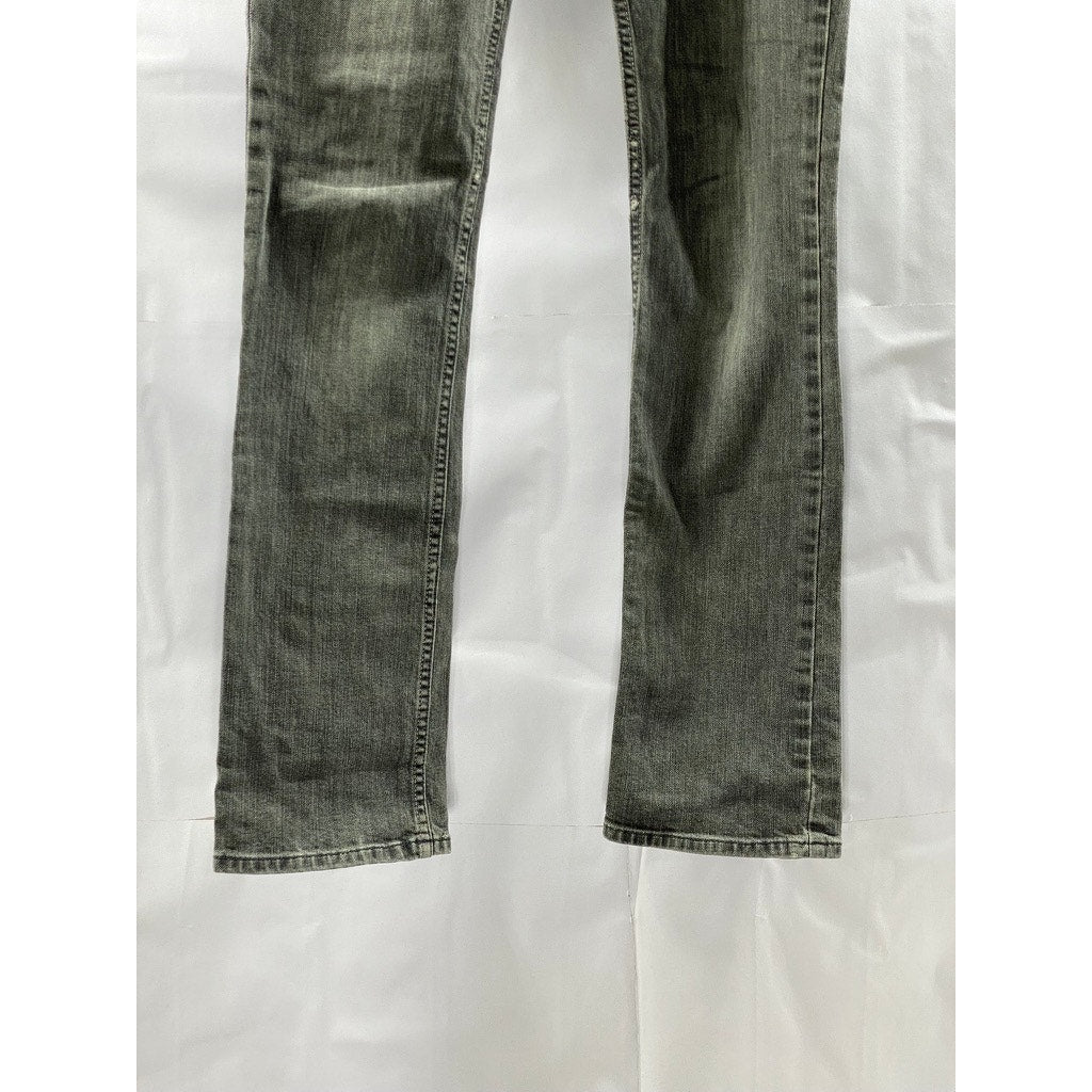 MOTOR JEANS Women's Washed Black Straight-Leg Denim Distressed Jean SZ 26