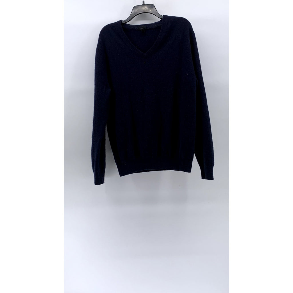J.CREW Men’s Navy Blue V-Neck Italian Cashmere Long Sleeve Sweater SZ L