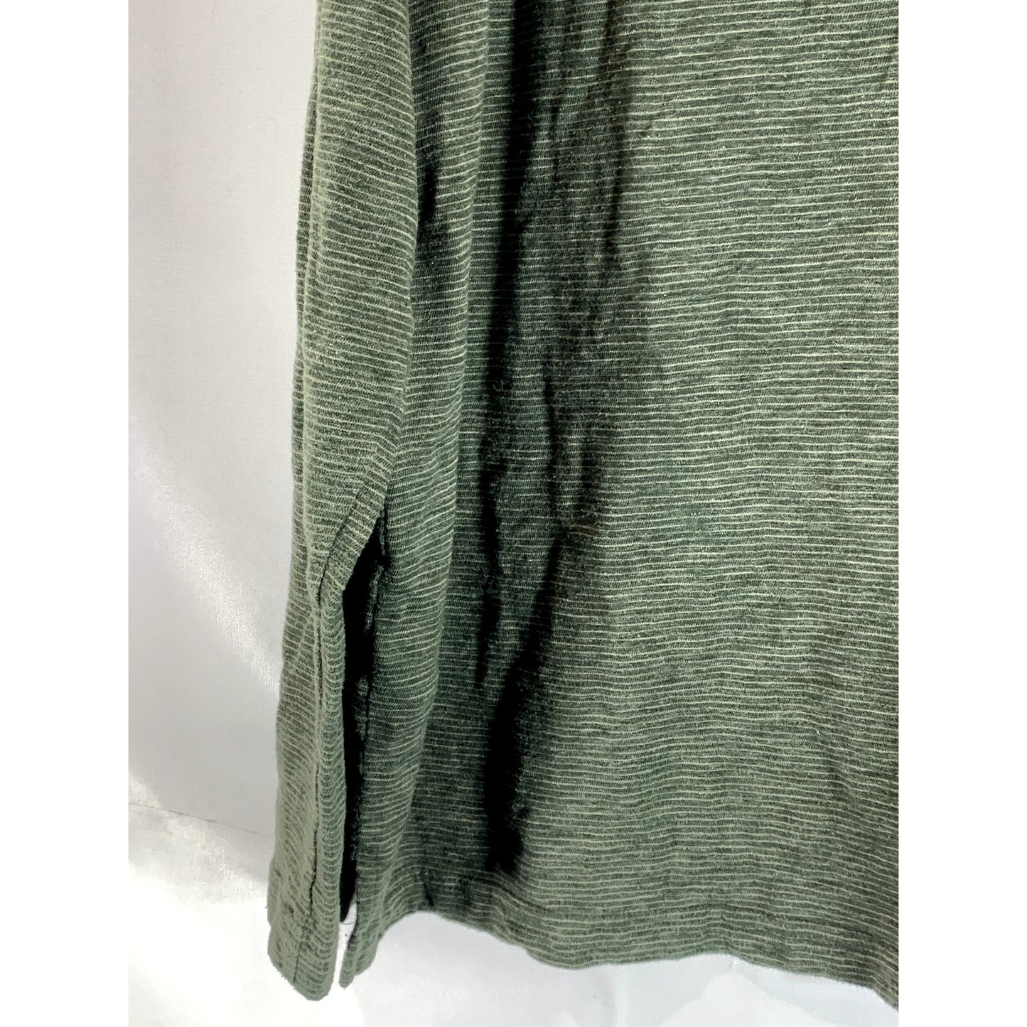 LANDS' END Men's Green Striped Crewneck Long Sleeve T-Shirt SZ XL