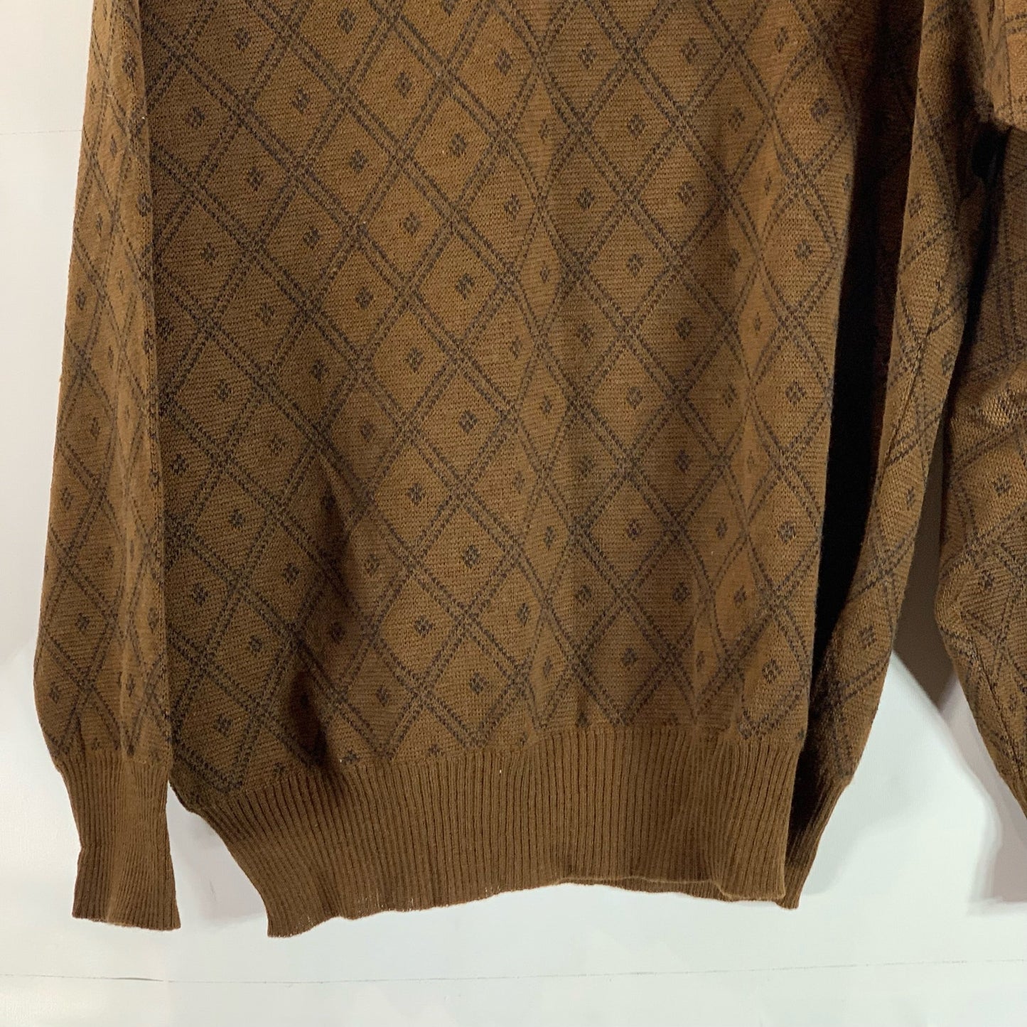 PETERBOROUGH ROW Men's Brown Virgin Wool Crewneck Knit Pullover Sweater SZ M