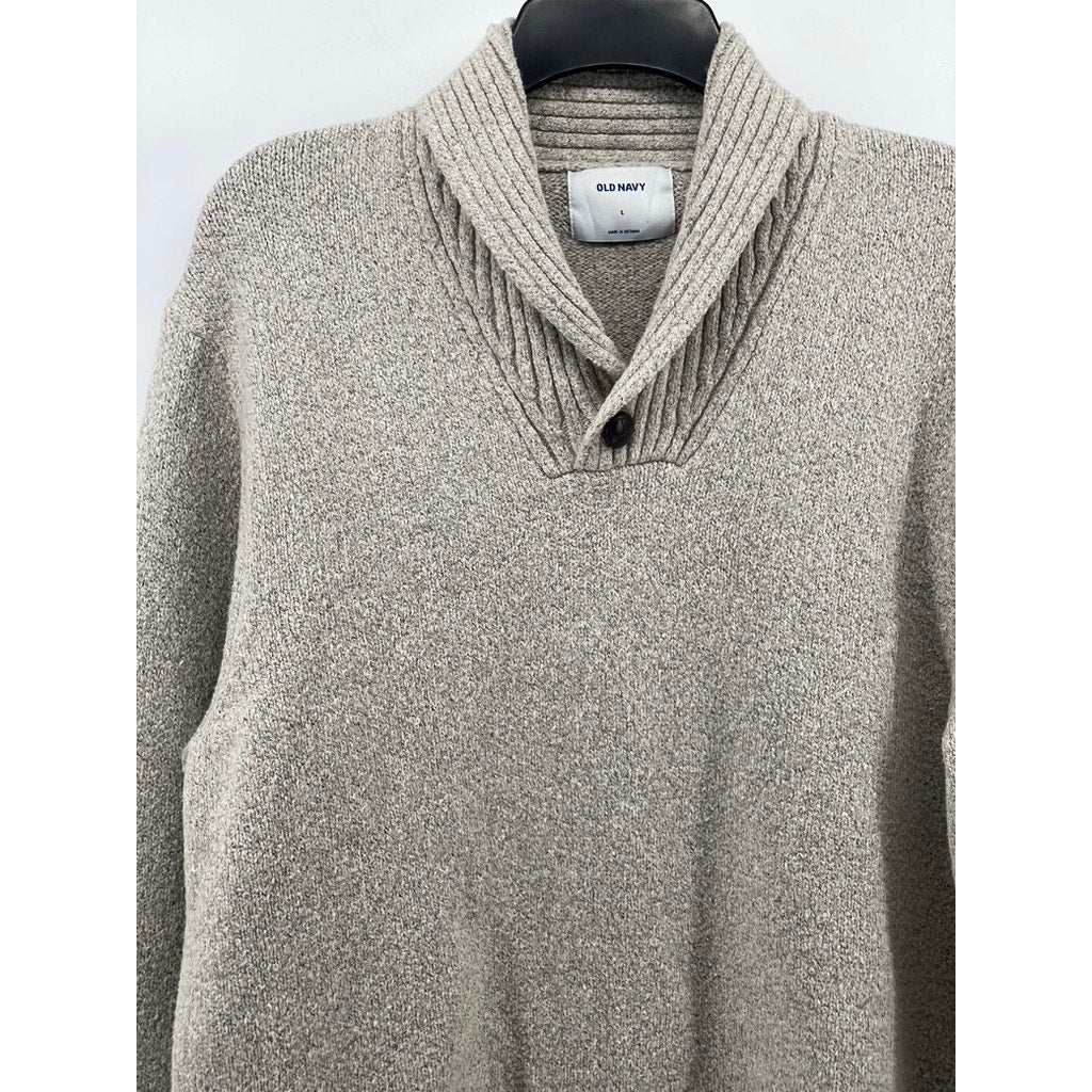 OLD NAVY Men's Heather Gray Shawl Collar Knit Pullover Sweater SZ L