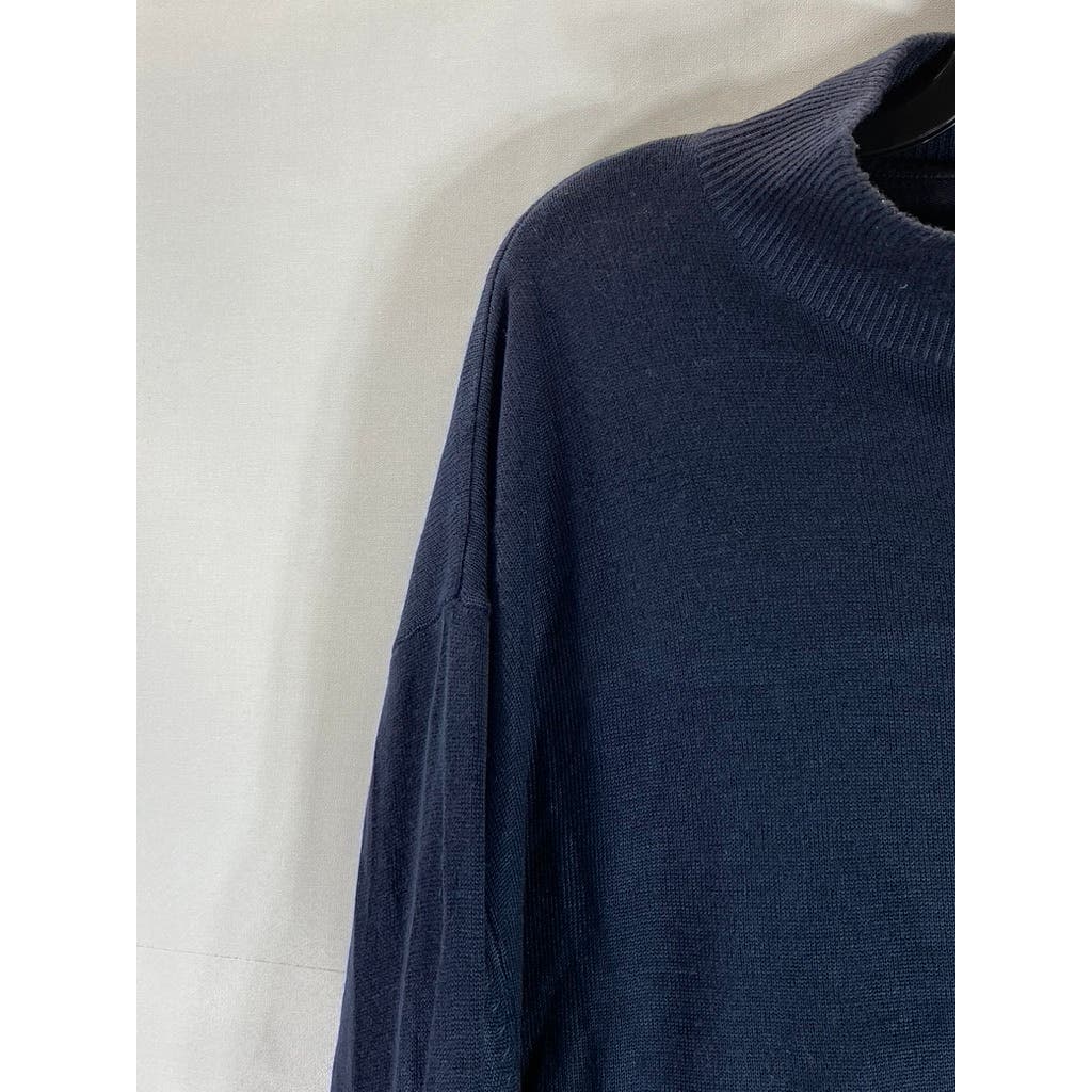 BAGAZIO Men's Navy Blue Acrylic Mock Neck Pullover Knit Sweater SZ 2X