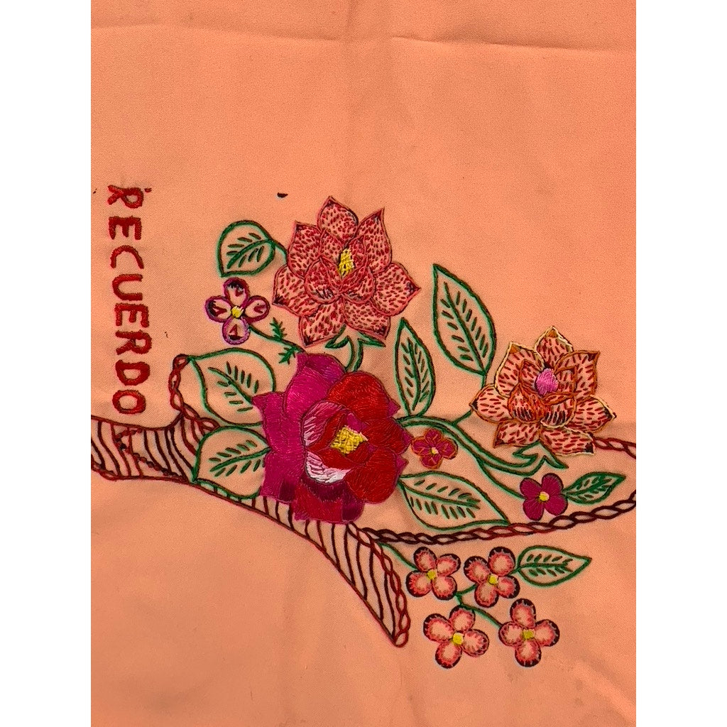 UNBRANDED Peach Embroidered Floral Pillow Case