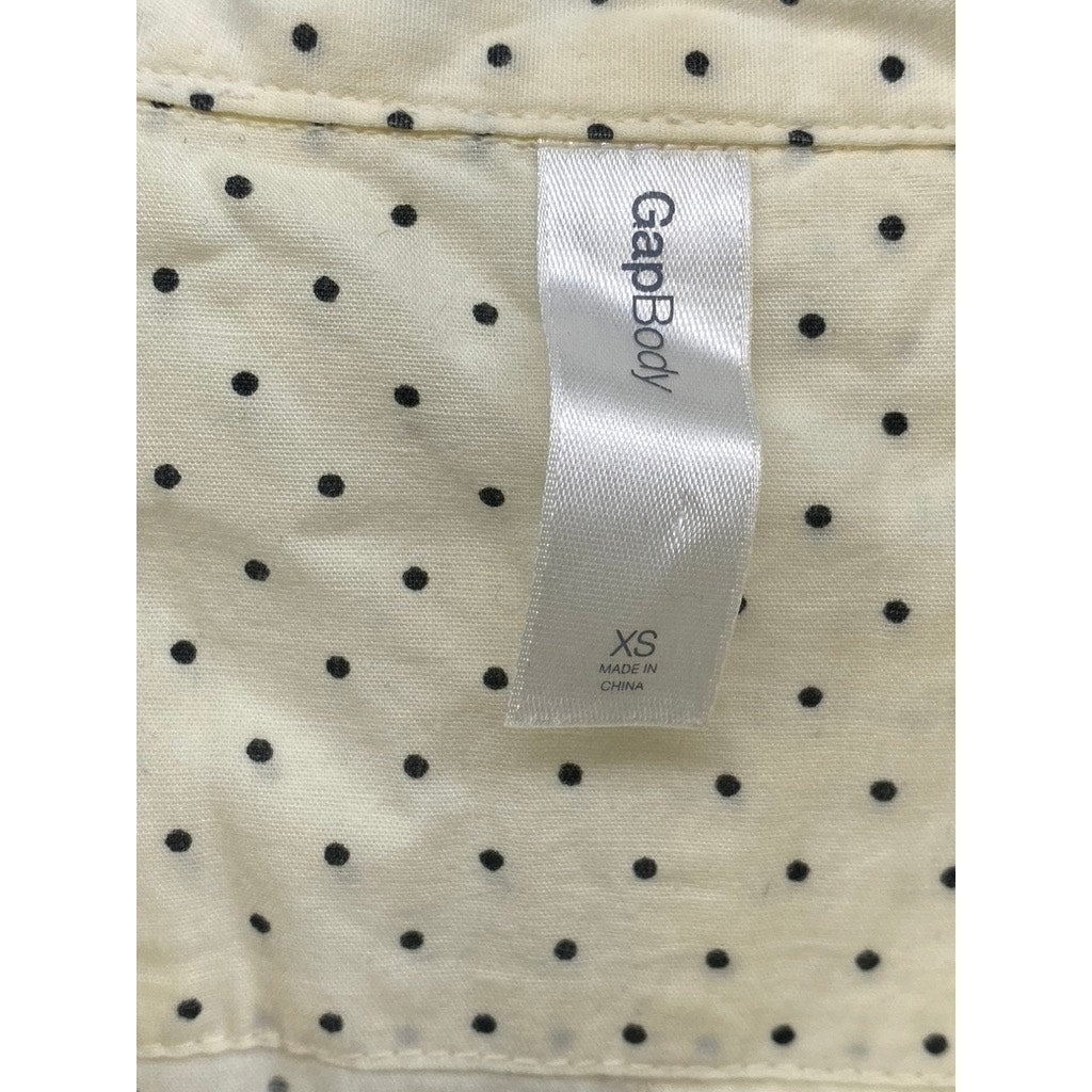 GAPBODY Women's Cream-Black Polka Dot Button-Up Oversized Long Sleeve Top SZ XS