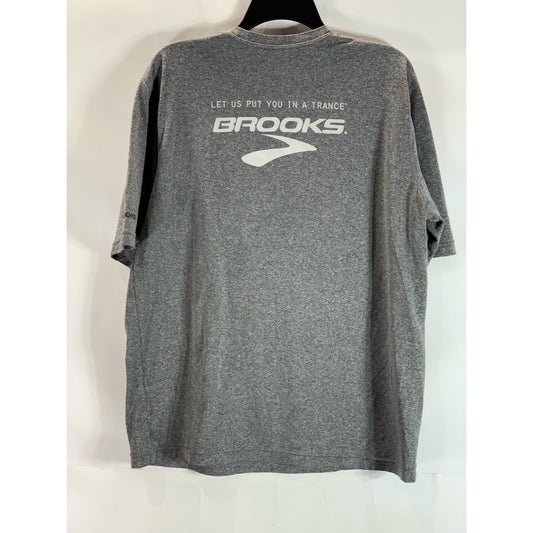 BROOKS Men's Gray Crewneck Trance 9 Graphic Short Sleeve T-Shirt SZ L