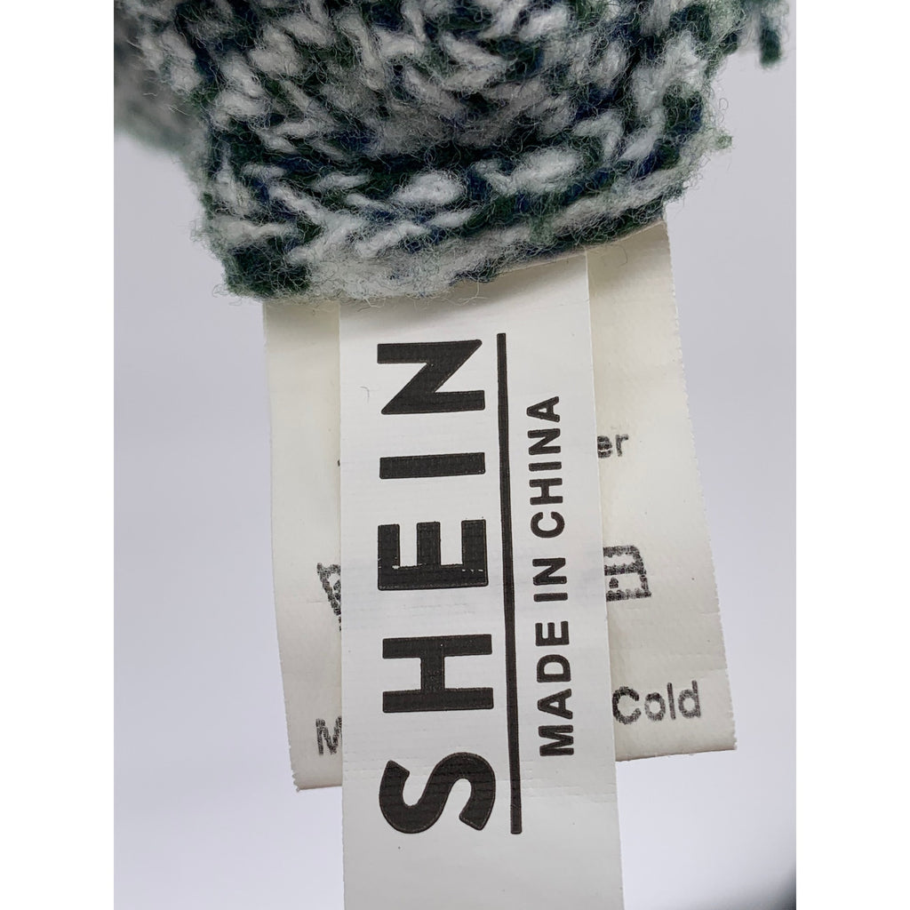 SHEIN Women's Dark Green-White Houndstooth V-Neck Knit Sweater Vest SZ M