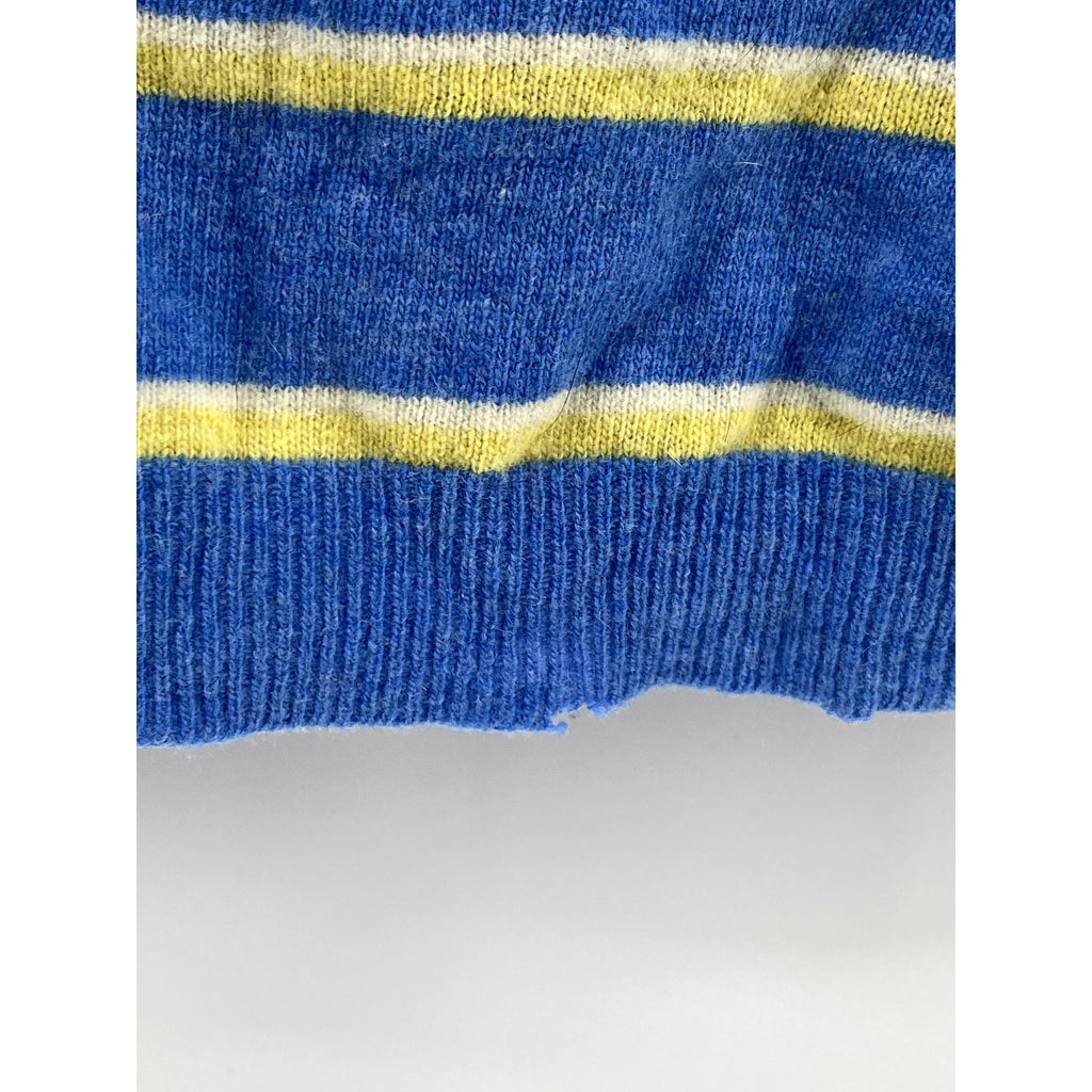 UNBRANDED Women's Blue-Yellow Striped Knit Long Sleeve Crewneck Sweater SZ S