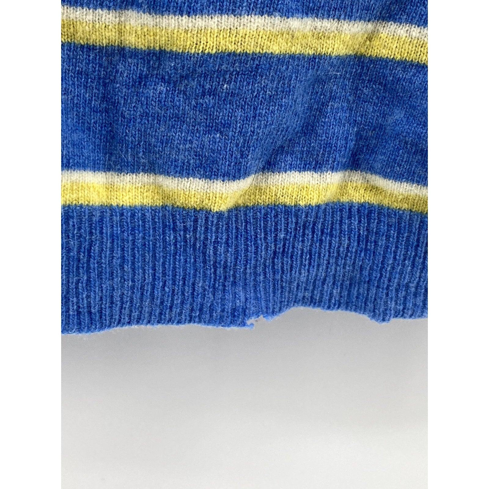 UNBRANDED Women's Blue-Yellow Striped Knit Long Sleeve Crewneck Sweater SZ S