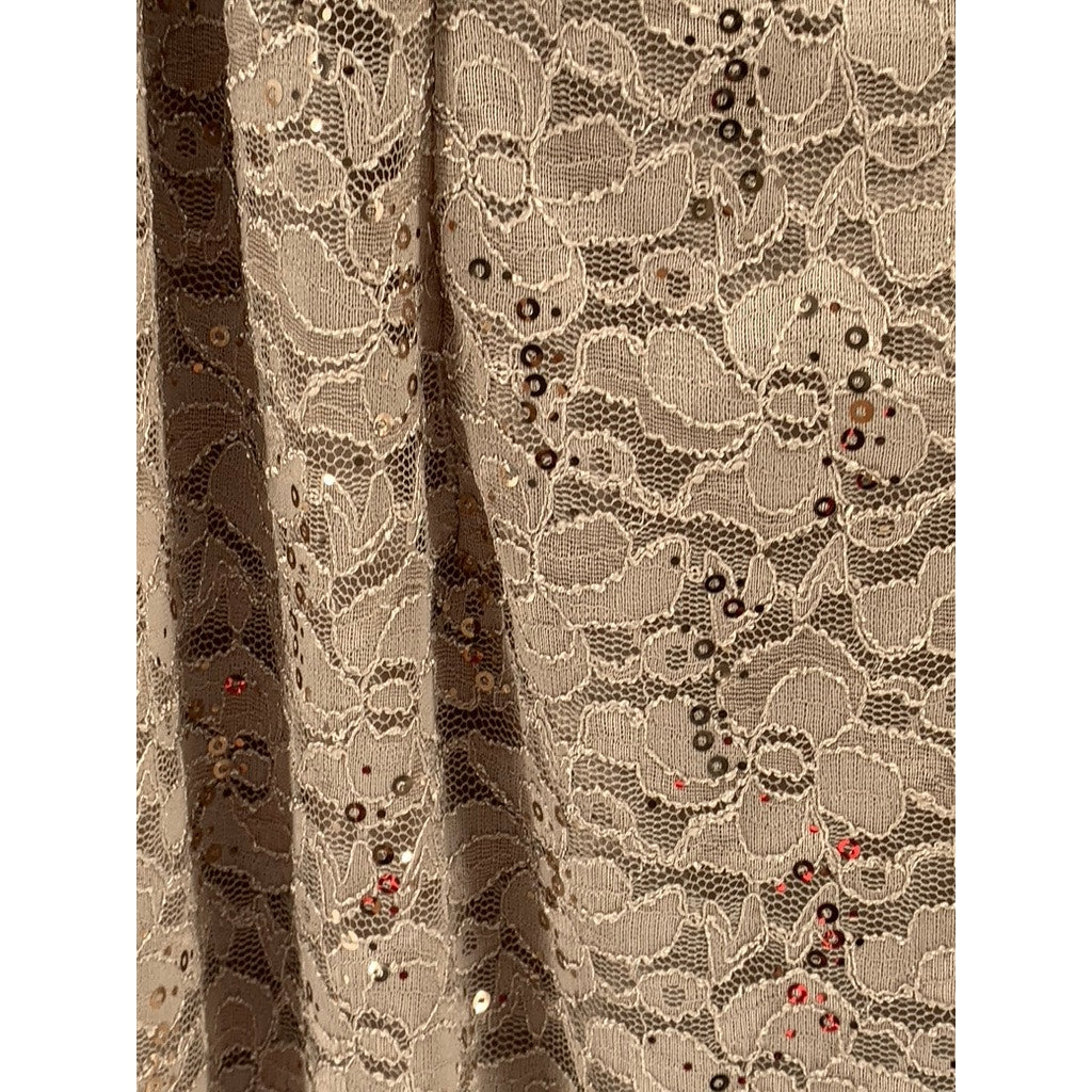 SLNY Women's Plus Beige Floral Lace Straight-Neck Sheath 2pc Dress SZ 14W