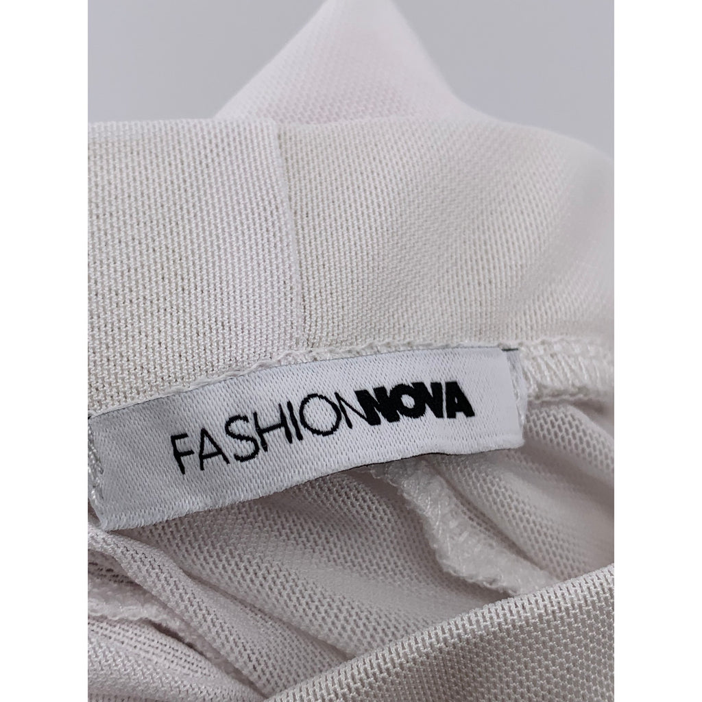FASHION NOVA Women's White Sheer Sunshine See Through Fringe Cover-Up Pants SZ S