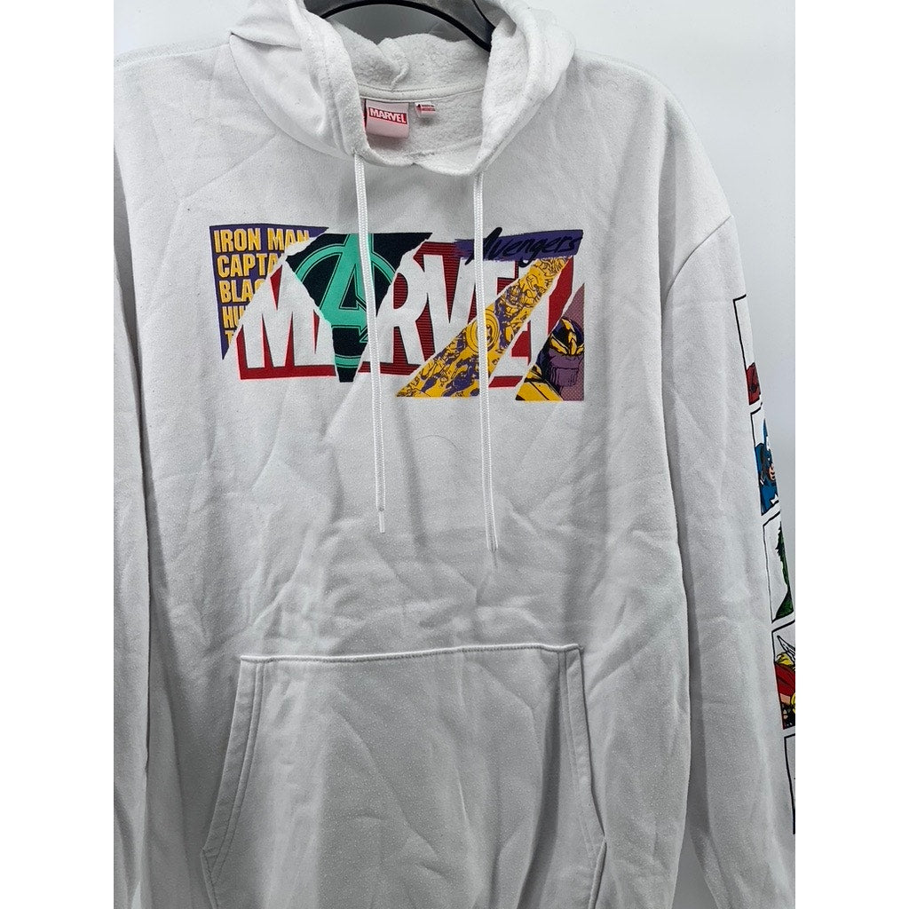 MARVEL Unisex Adult Collage Text Character Block Graphic Long Sleeve Hoodie SZ L