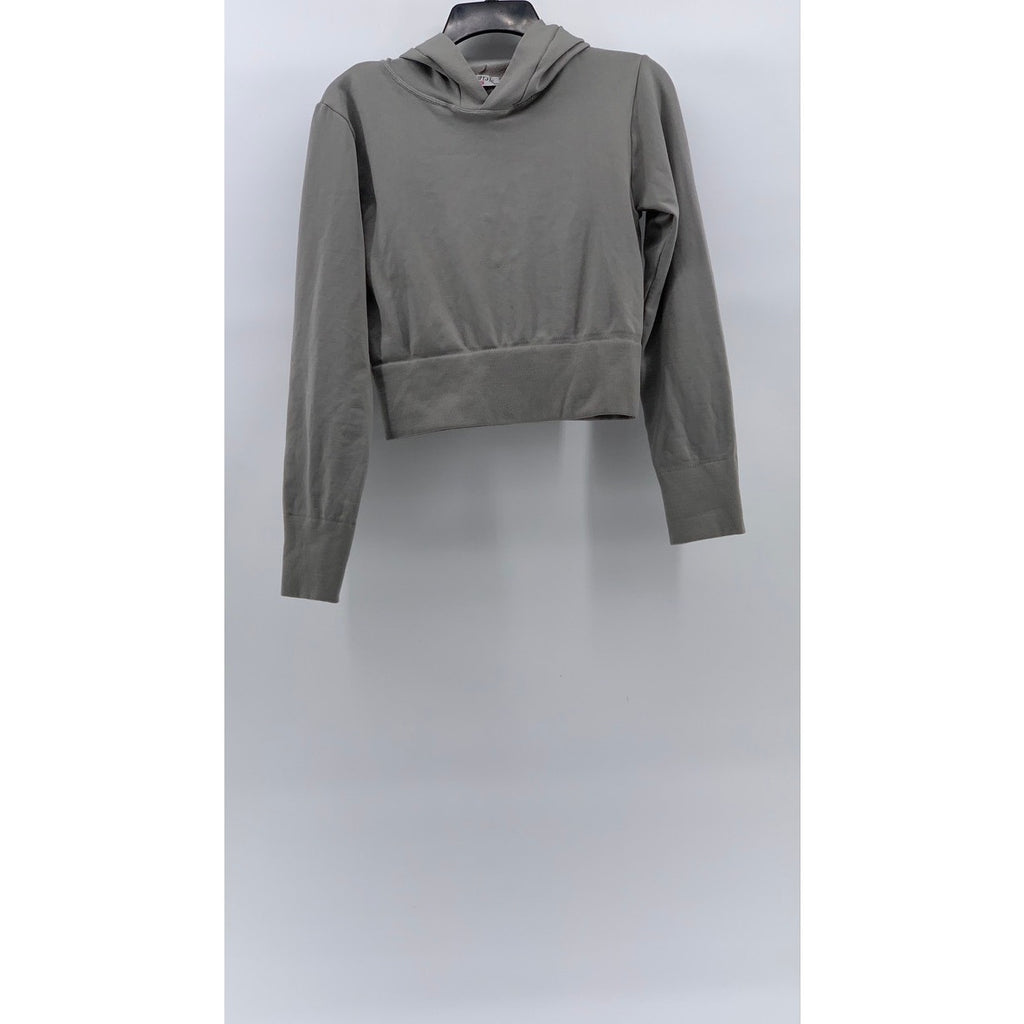 SWANK A POSH Women's Gray Pullover Long Sleeve Hooded Cropped Sweater SZ S