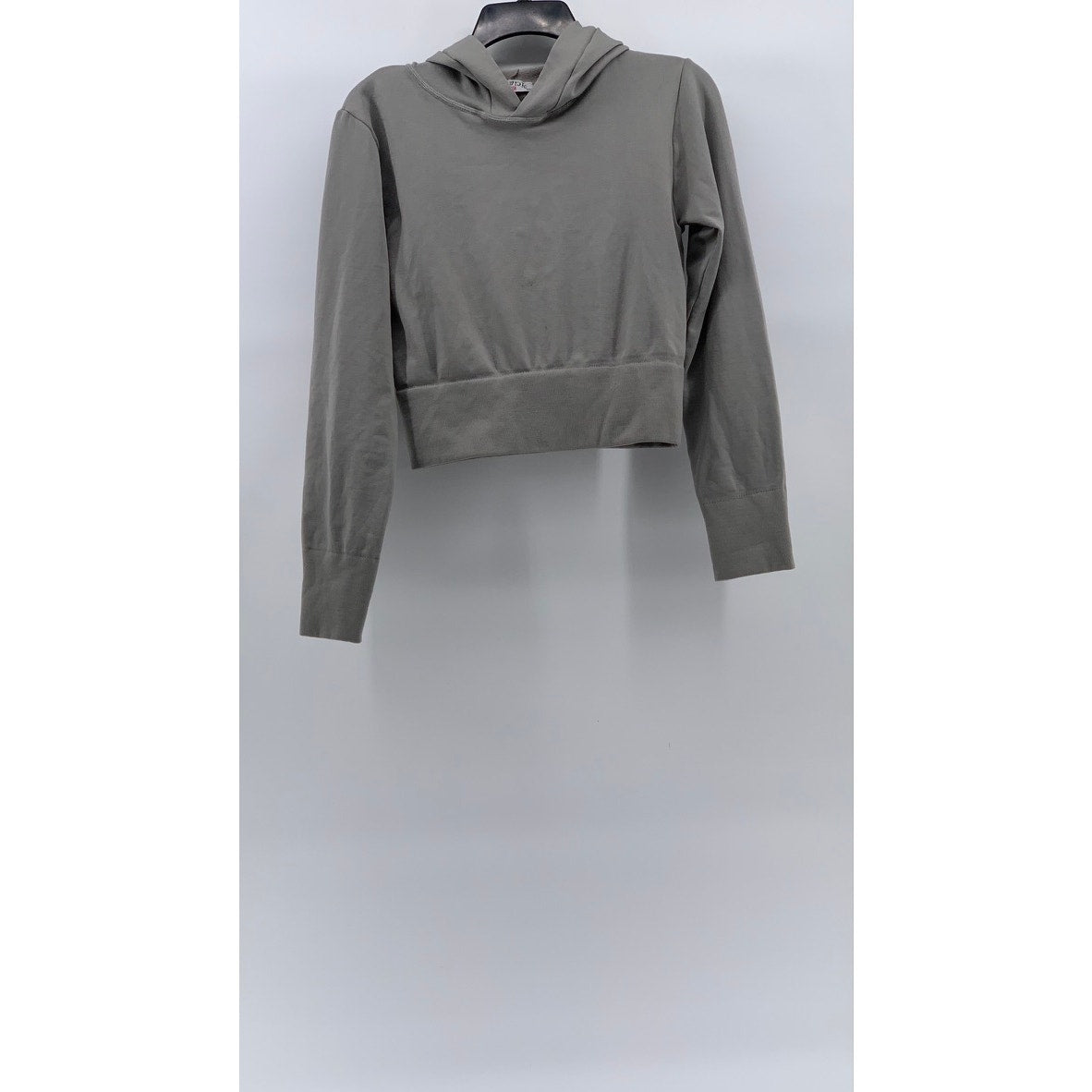 SWANK A POSH Women's Gray Pullover Long Sleeve Hooded Cropped Sweater SZ S