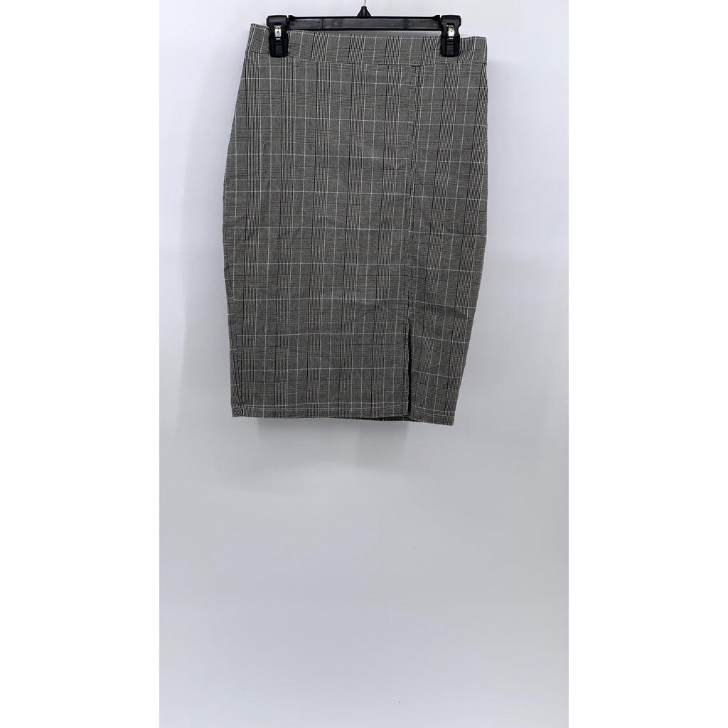 CRECE Women's Gray Plaid Straight Knee-Length Skirt SZ L