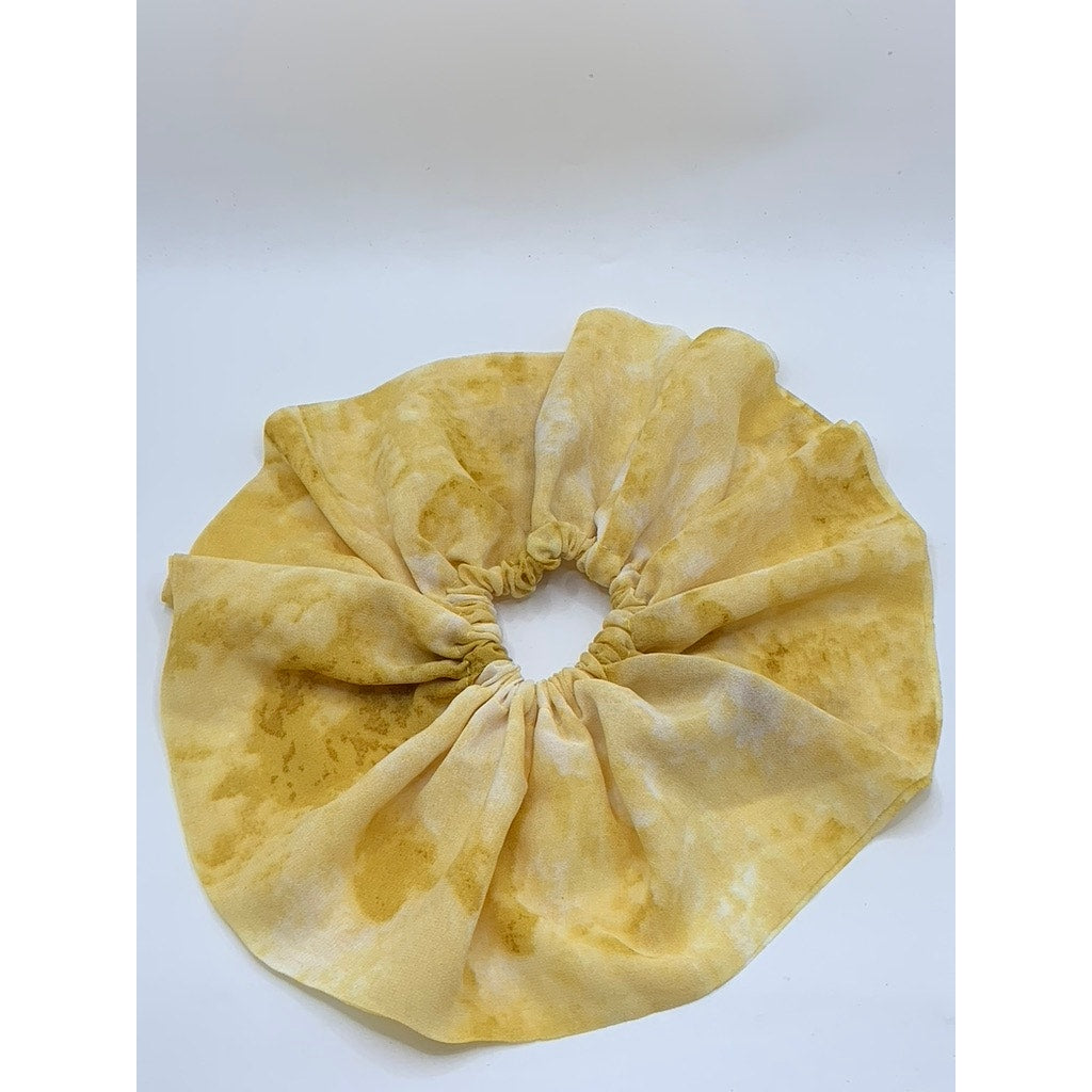 UNBRANDED Women's Yellow Tie Dye Ruffle Hair Scrunchie