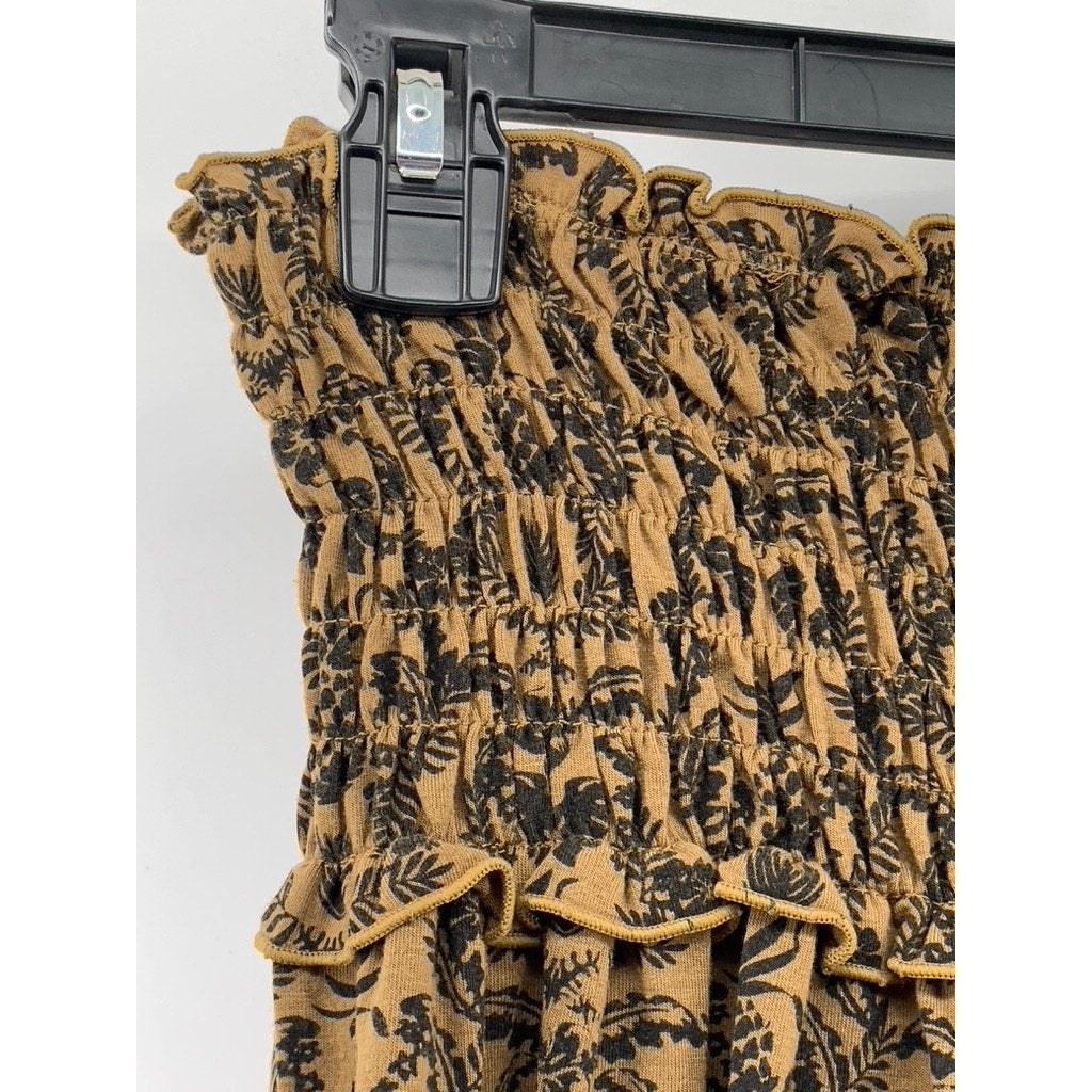 DEUX AILES Women's Print Smocked Strapless A-Line Mini Dress SZ M