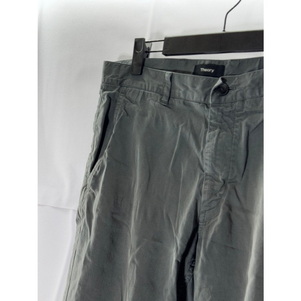 THEORY Men's Gray Solid Straight-Leg Chino Pants SZ 29