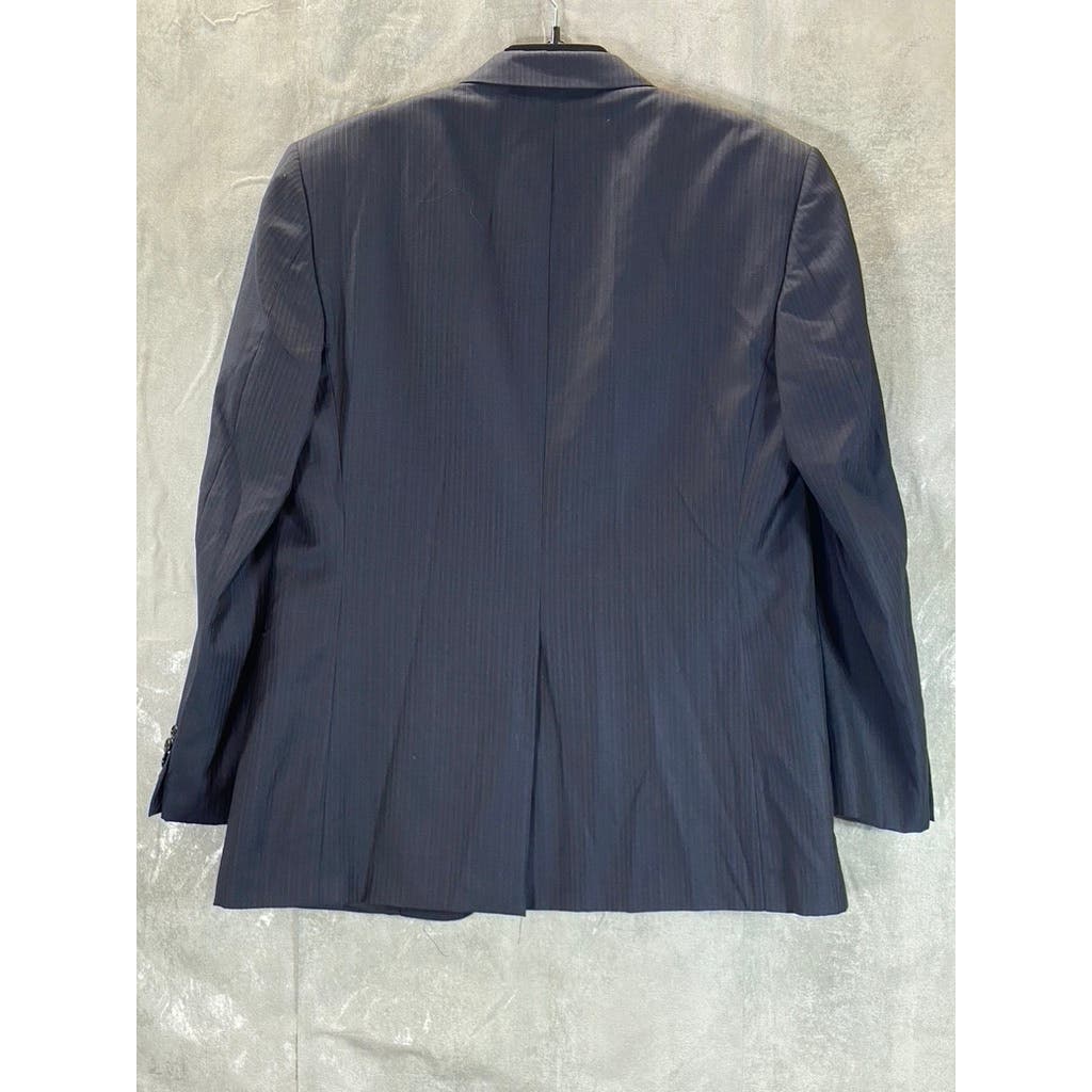 HICKEY FREEMAN Men's Navy Short Striped Two-Button Worsted Wool Suit Jacket SZ40