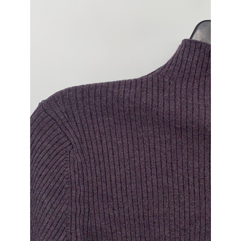 H&M Women's Basic Purple Ribbed Long Sleeve Turtleneck Top SZ M